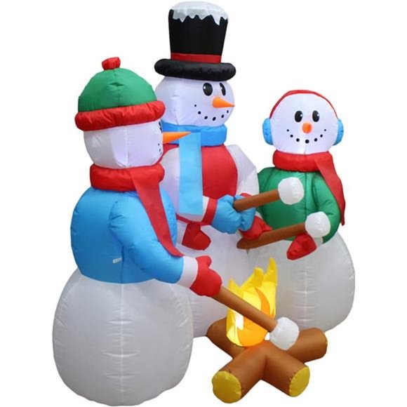 5 Foot Christmas Inflatable Snowman Campfire LED Lights Blow up Decor - Picture 3 of 5